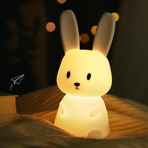 Duoduo Rabbit Silicone Night Light USB Rechargeable Colorful Color Changing Timed Night Light Children's Rabbit LED Bedside Sleeping Light