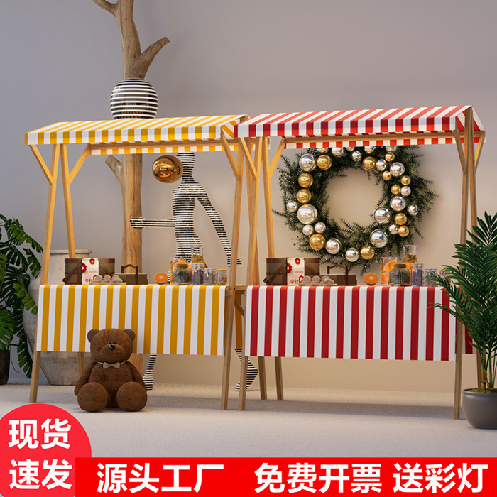夜市屋台棚 マーケットブース 木製イベントシェルフ 屋外クリエイティブスナックカートディスプレイスタンド|undefined