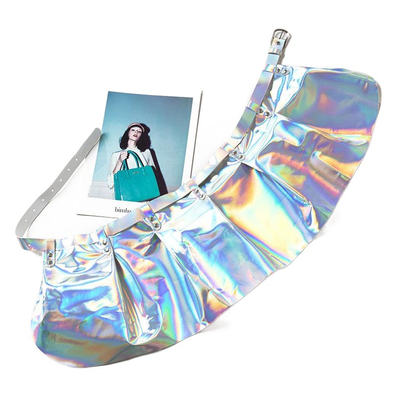 2020 AliExpress Amazon Street shooting moda punk estilo láser PU plástico cintura cuerpo Correa Liga falda sexy