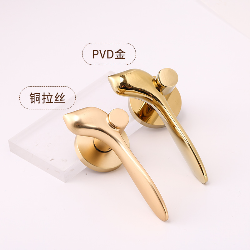小鸟分体锁室内卧室门锁金色现代轻奢磁吸静音门把手家用房门锁具|undefined