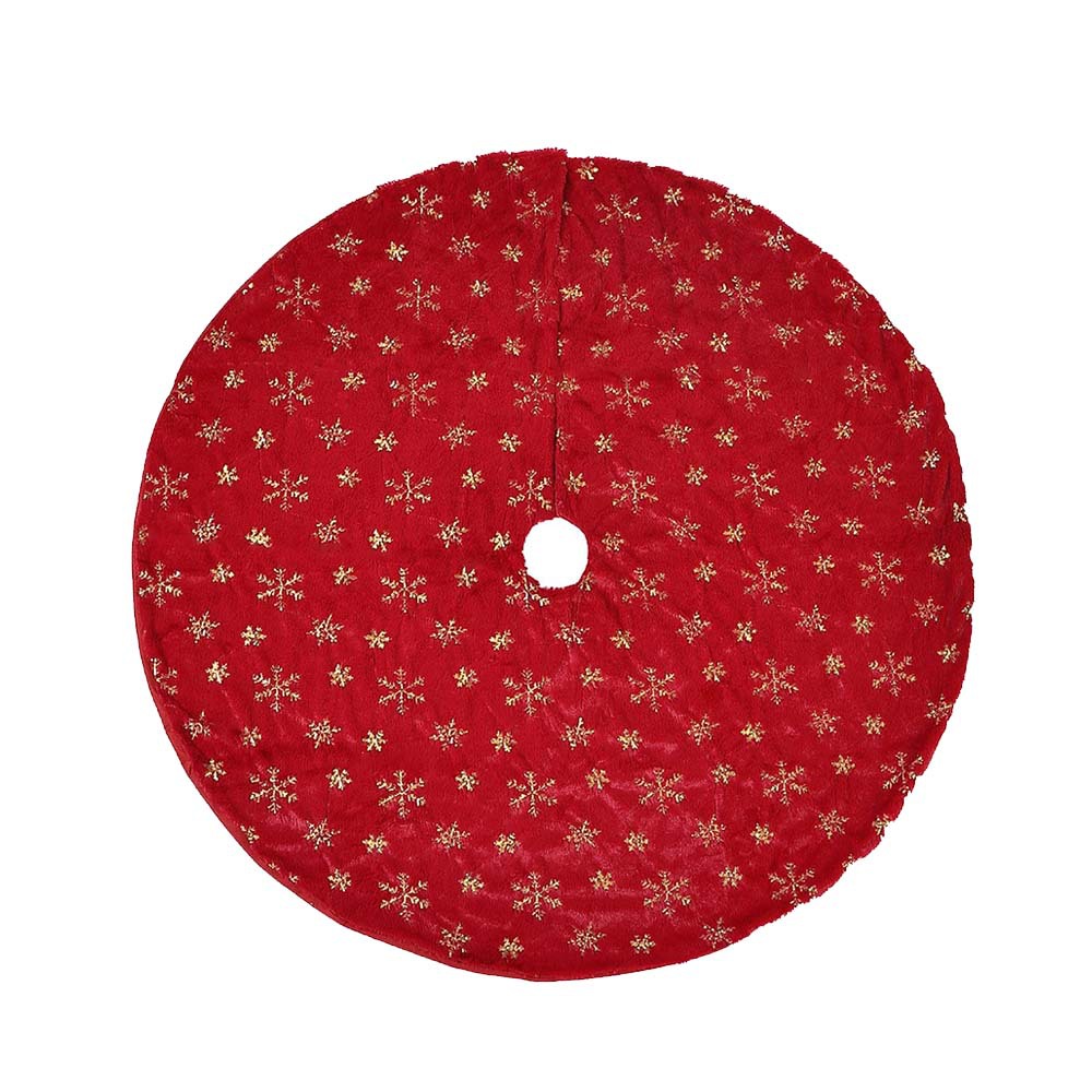 Cross-border nueva falda roja de peluche árbol de Navidad bordado esquinilla copo de nieve decoración de Navidad de alta calidad diseño de fiesta