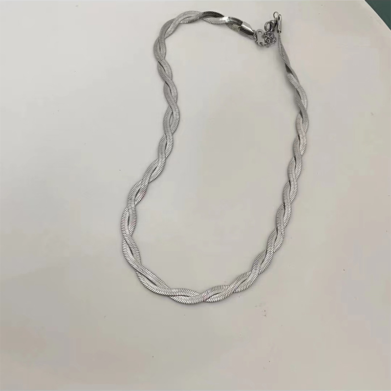 [H319] double strand necklace steel color