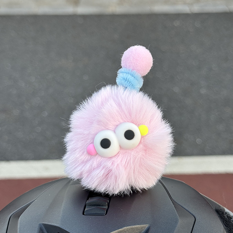 Diàndòngchē Helmet Decoration Doll, Coal Ball, Battery Car Helmet Accessories (Auto Parts and Accessories) - pink