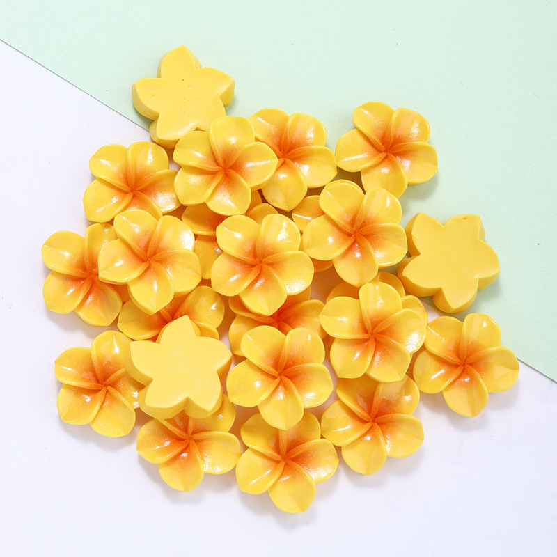 ホット販売光沢のある桃の花のカラーグラデーション 5 花びら花樹脂アクセサリー diy 小さな装身具パッチ diy ヘアピン素材|undefined