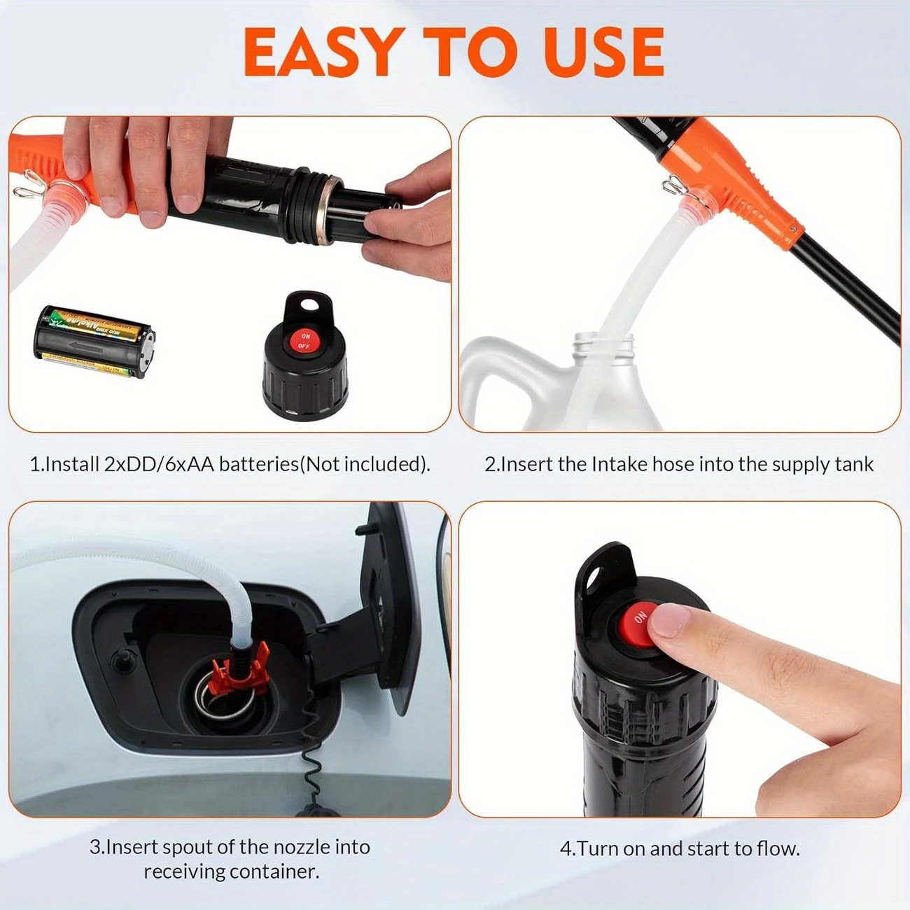 Cross-border bestseller: Controllable flow nozzle electric oil pump, car fuel tank oil extractor, battery-powered oil suction pipe