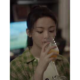 如果奔跑是我的人生杨超越陈若华同款绿色格子翻领长袖衬衫上衣女