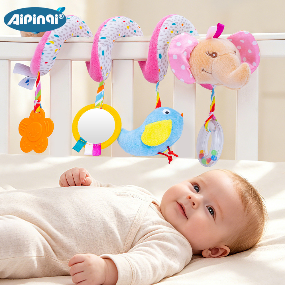 Aipinqi bebé elefante cama bobinado colgante infantil animal cama bobinado con campana espejo coche bobinado juguete