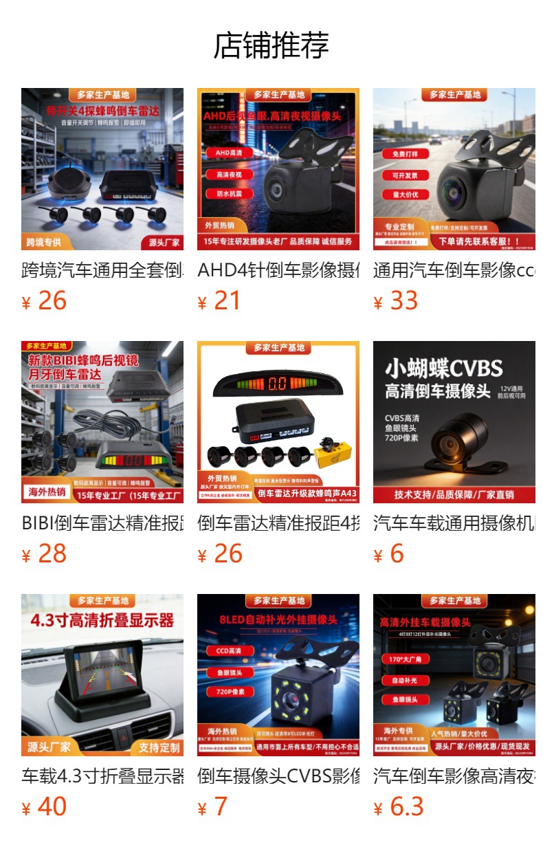 Car Reversing Camera 720P Hd Ahd Reversing Camera Fisheye Wide Angle Night Vision Waterproof 6 Angle Starlight