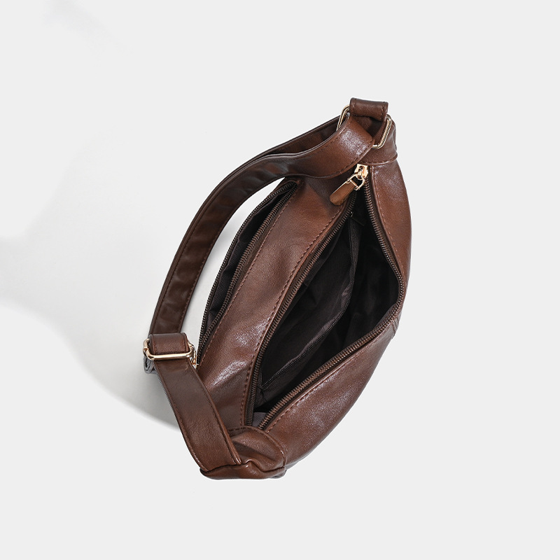 Retro Lazy Style Versatile Women's Underarm Handbag - Trendy Maillard Soft Leather Large Capacity Shoulder Bag - Thumbnail 4