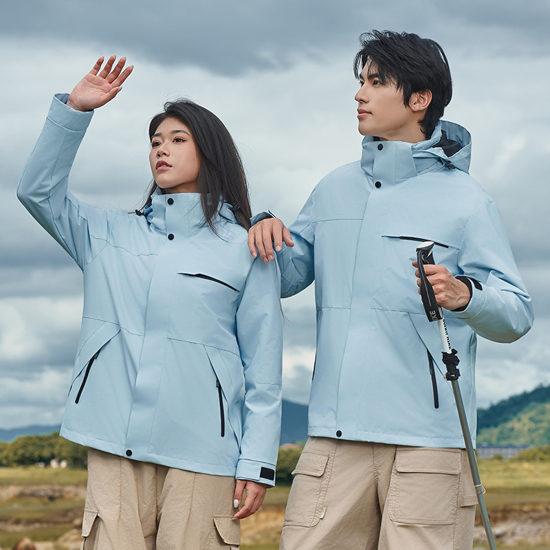 韓国版の男性と女性のアウトドア新作ジャケット スリーインワン防風防寒ジャケット カップル登山スキージャケット|undefined