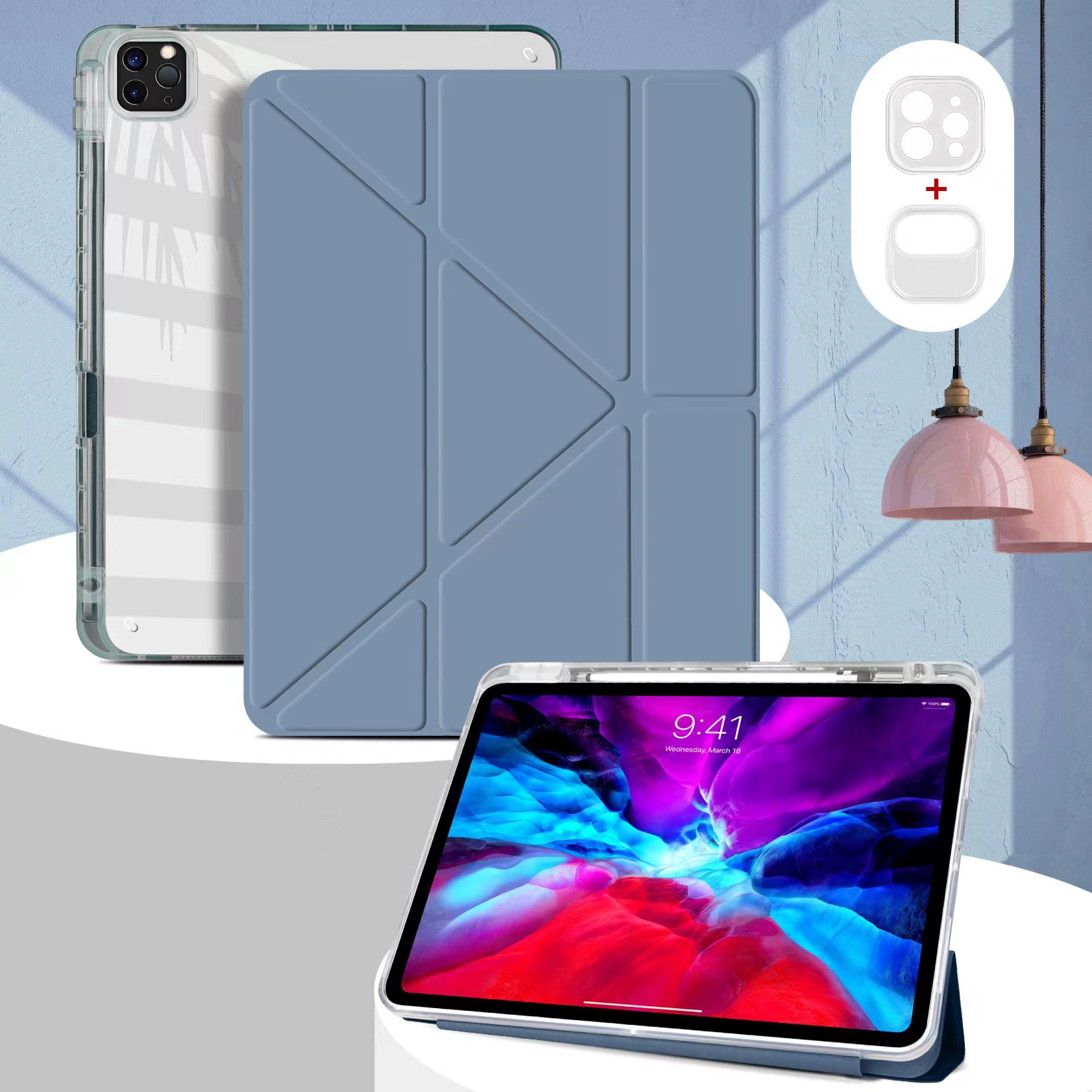 Защитная накладка для iPad Pro 11 / iPad 10.9 — высокопрозрачная акриловая задняя панель, подставка Y-образной складки