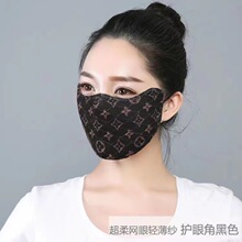 薄款防晒口罩亮片透气时尚冰丝网眼女士韩版立体护眼角护全脸夏季