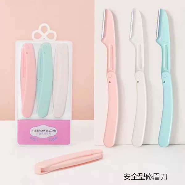 Factory wholesale ladies mini eyebrow shaving knife beauty makeup tools beginners anti-scratch folding macro eyebrow trimming knife suit