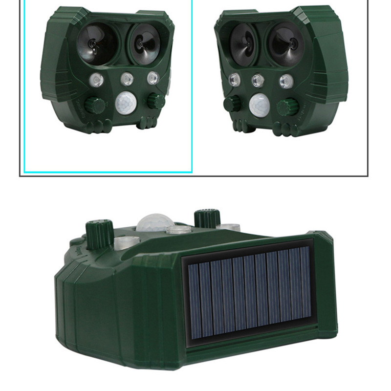 Repelente solar de animales de venta caliente transfronterizo, repelente ultrasónico de ratones para exteriores, repelente de aves con flash de inducción infrarroja