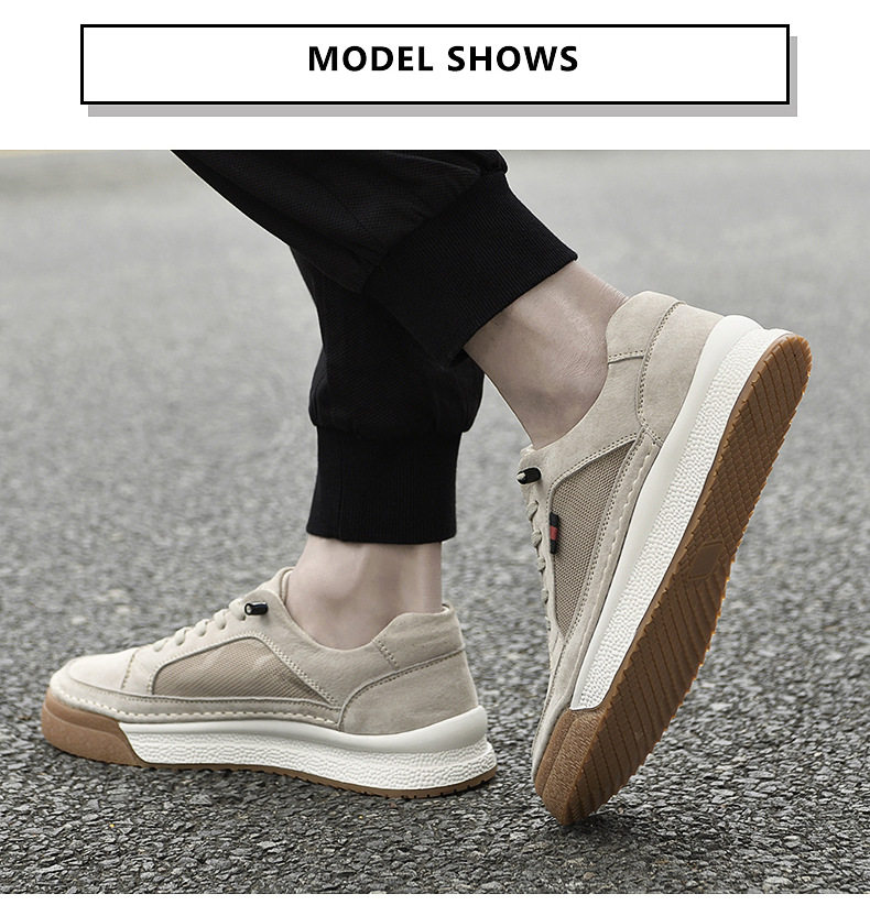 Giày sneaker nam da thật lộn nhung đế dày cổ thấp dáng thể thao — Màu vàng 2633, Màu xám 2633 chi tiết 23