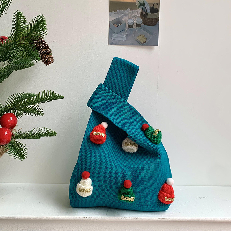 Bolsa de mochila para mujeres versátil 2025 nuevo bolso de regalo de navidad sombrero tridimensional nicho bolso de hombro de punto