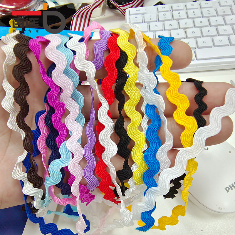 5mm color sólido ondulado en forma de S correas curvas de encaje correas cortinas sombreros ropa para niños vestidos accesorios de boda accesorios de ropa