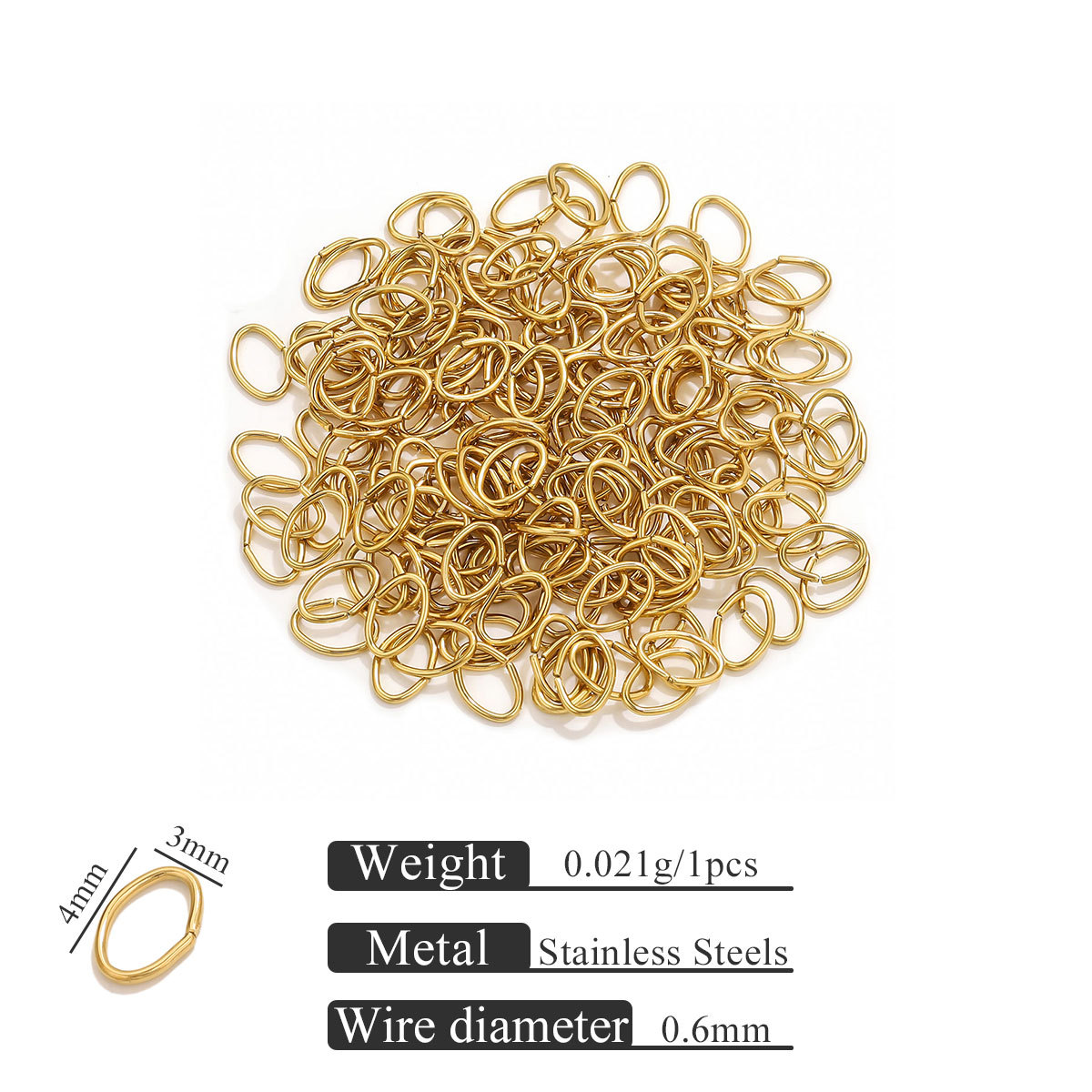 Acero inoxidable 18K vacío galvanizado huevo abierto anillo de conexión de oro joyería DIY accesorios de anillo de salto al por mayor image 13