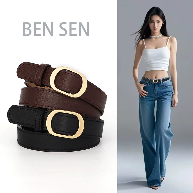 Ремень без отверстий, женские практичные декоративные джинсы, черный, изящный модный винтажный пояс в студенческом стиле, женский модный