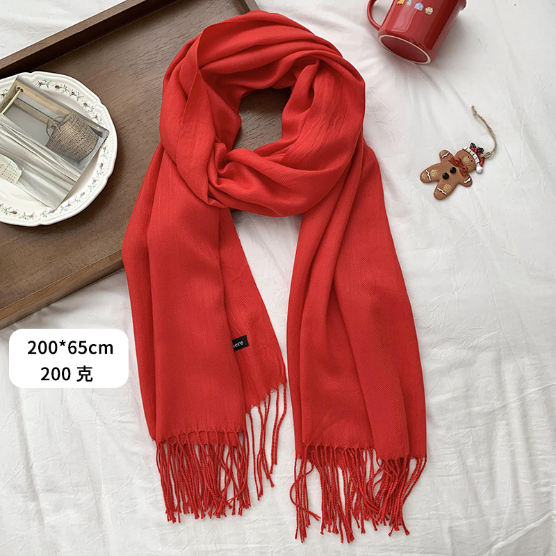 Bufandas cálidas de invierno Año Nuevo nuevo bufandas de cachemira rojas de Angola con bordas amplio bufandas gruesas