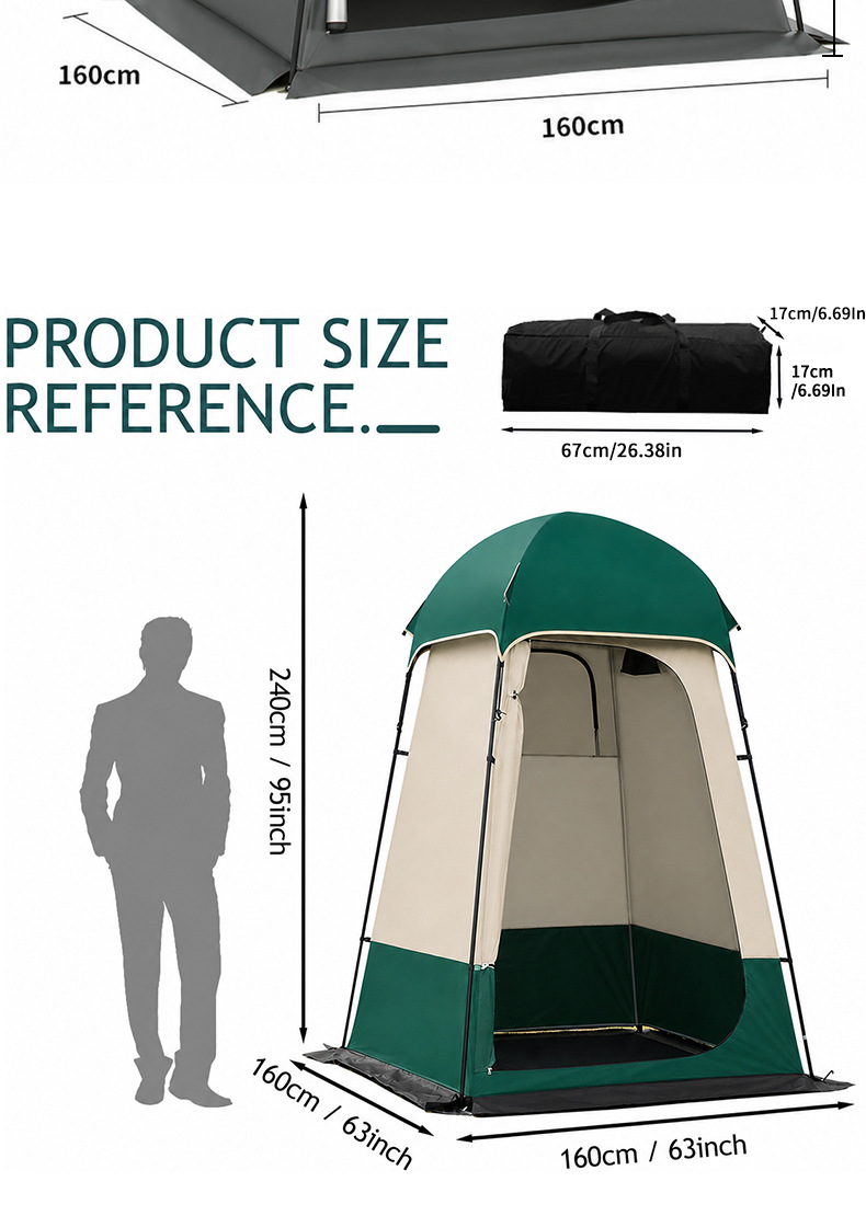Cross-border bestseller: Extra-large and high-height outdoor changing and bathing tent, camping model changing tent, mobile toilet tent