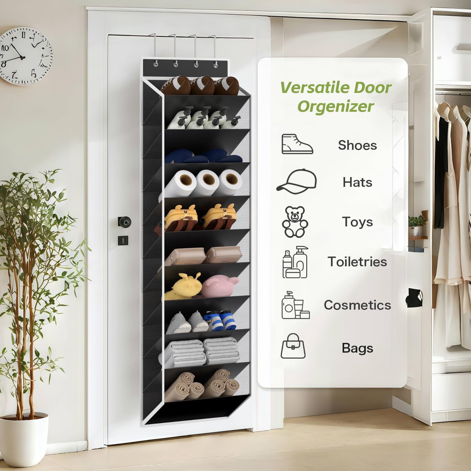 新款家用无纺布10层门后收纳挂袋宿舍大容量鞋子储物悬挂式收纳袋