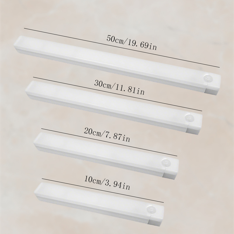 Transfronterizo frío y calentamiento led luz de inducción del cuerpo humano absorción autoadhesiva inalámbrica luz de noche larga barra de lámpara de armario recargable
