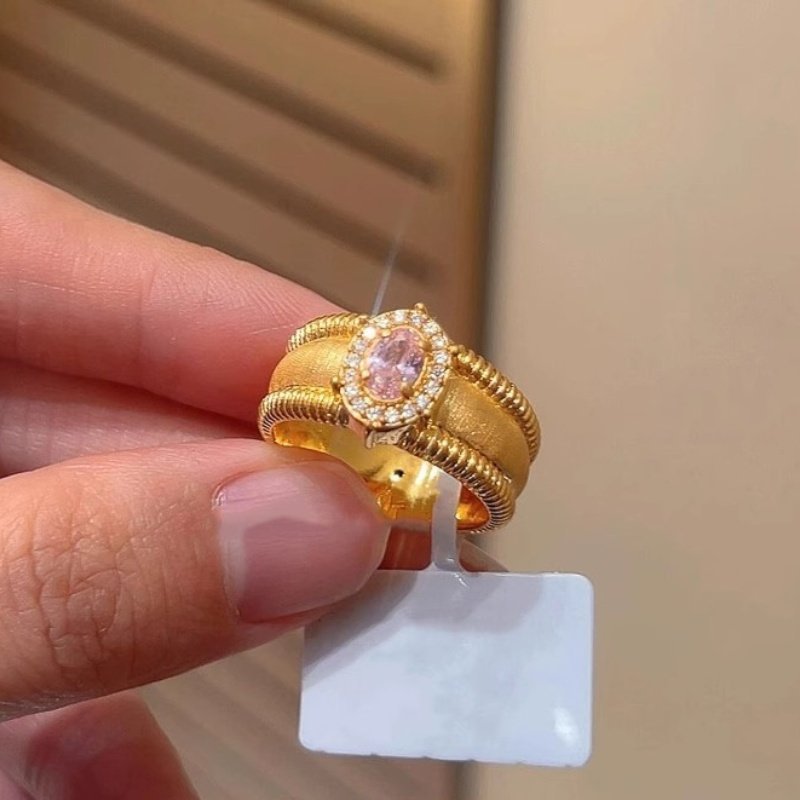 Anello vintage largo spazzolato con perle e diamanti_voghion.com