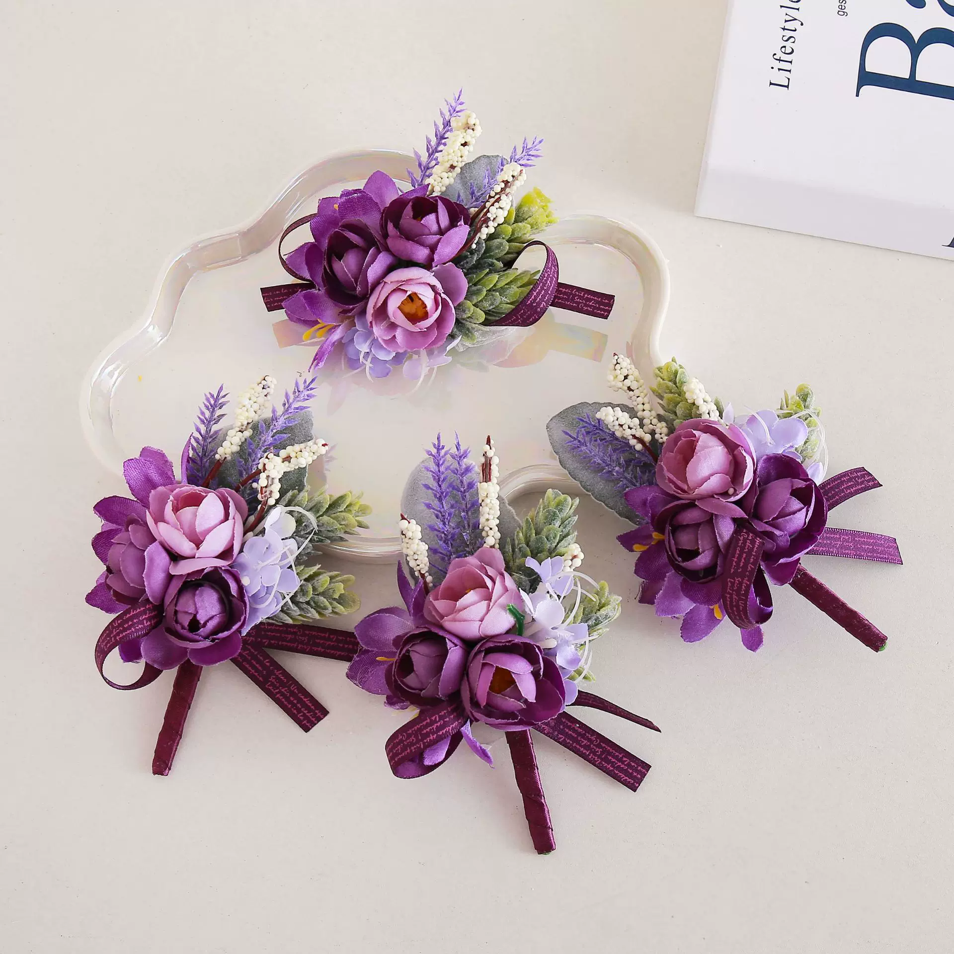 亚马逊跨境热销婚庆仿真花手腕花胸花婚礼欧式襟花简约装饰批发