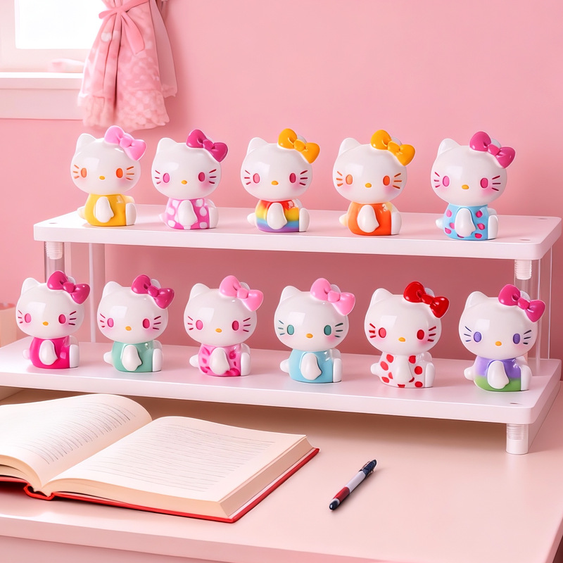 Cute Cartoon Creative Rainbow Candy Kitten Resin Crafts Anime Decorative Ornaments Cultural and Creative Desktop Car Ornaments