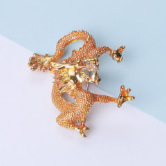 新款琺瑯滴油落地龍 霸氣威武中國龍男女士大衣胸針別針配飾