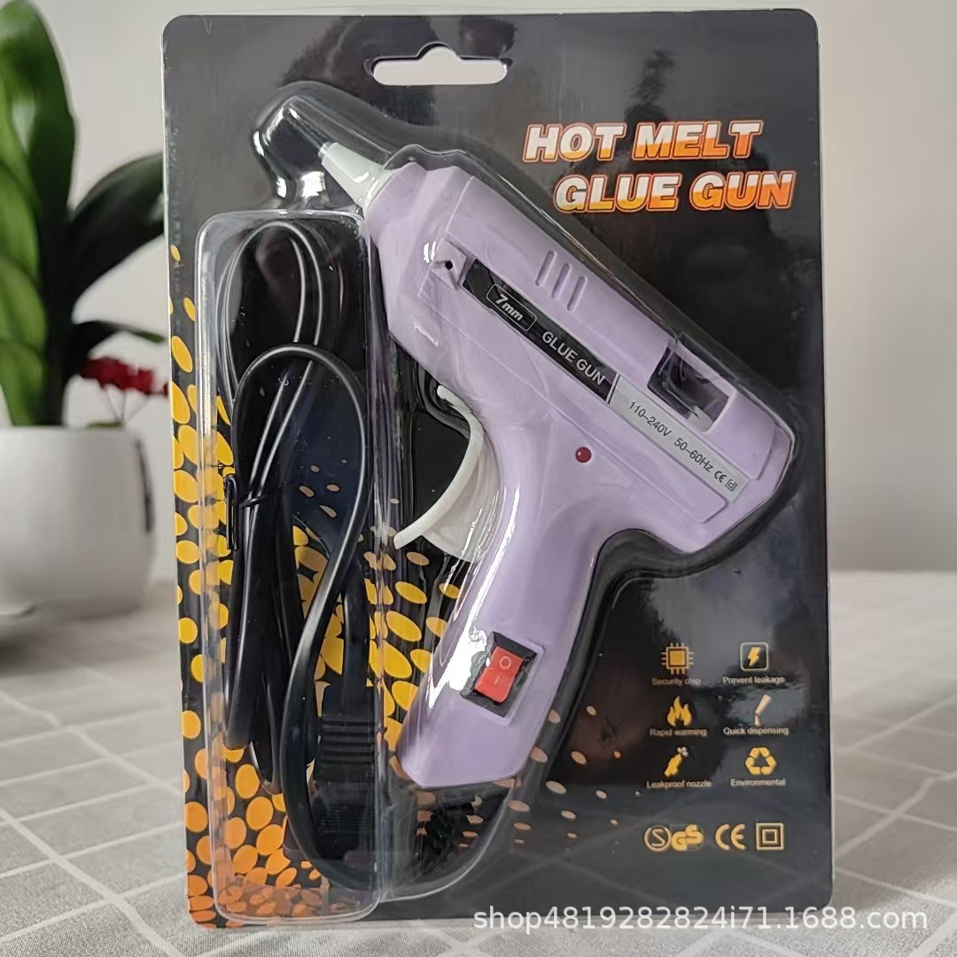 Pistola de pegamento de fusión en caliente, pistola de fusión en caliente de 7mm hecha a mano para el hogar, pistola de pegamento de varios colores, pistola de pegamento de barra de pegamento de bricolaje pequeña