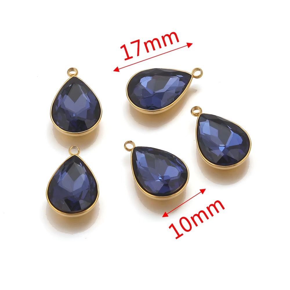 Acero inoxidable vidrio cristal colgante gotas de agua gemas de color colgante de acero titanio accesorios de joyería DIY