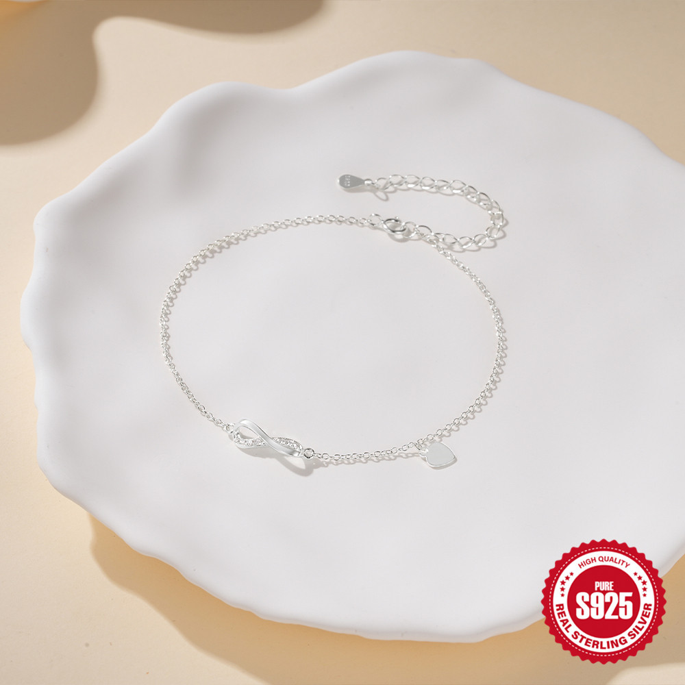 Moda europea y americana estilo de verano s925 plata de ley temperamento simple símbolo infinito con estrella colgante de todo fósforo tobillera