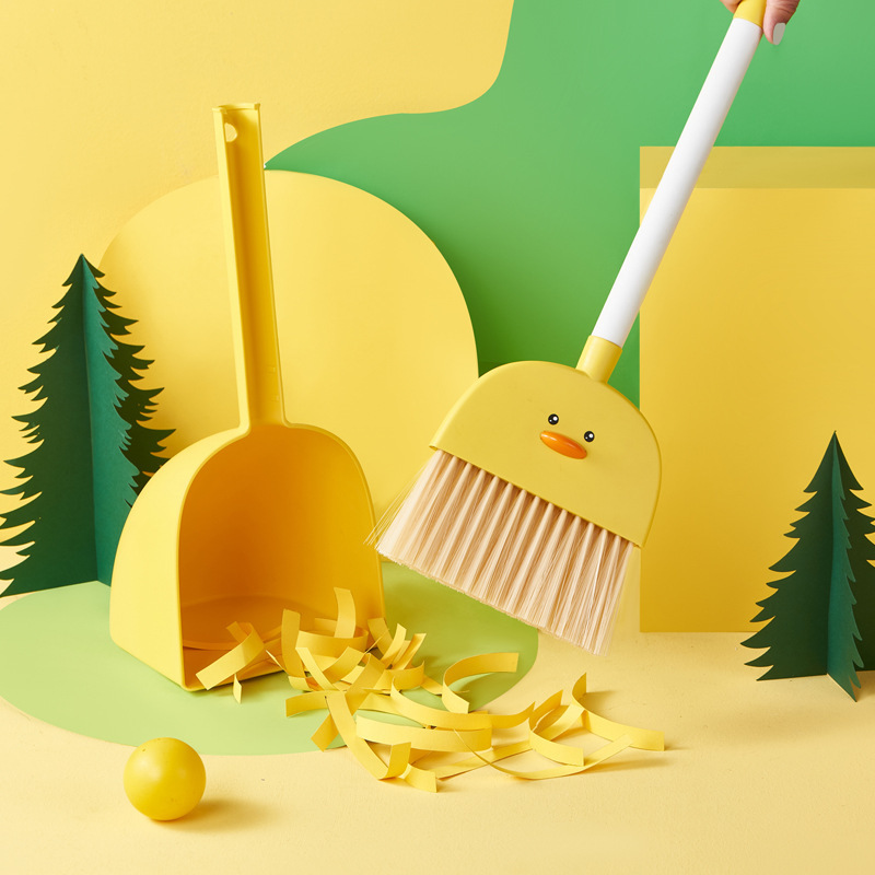Children's Little Yellow Duck Broom Set for Kids and Toddlers, Three-Piece Mini Broom and Dustpan Cleaning Kit