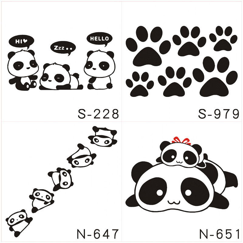 반사 만화 귀여운 팬더 액션 조합 발자국 연료 탱크 커버 전기 오토바이 수정 스티커