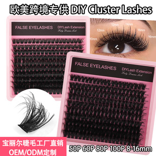 Cross-Border False Eyelashes Fried Hair Messy Style D Curve 50P60P80P100P DIY Hair Segmented Large Capacity