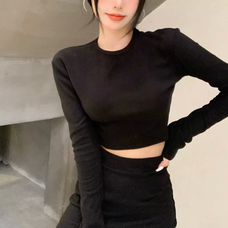 复古德绒保暖港风性感气质时尚套装女春秋季新款上衣半身裙两件套