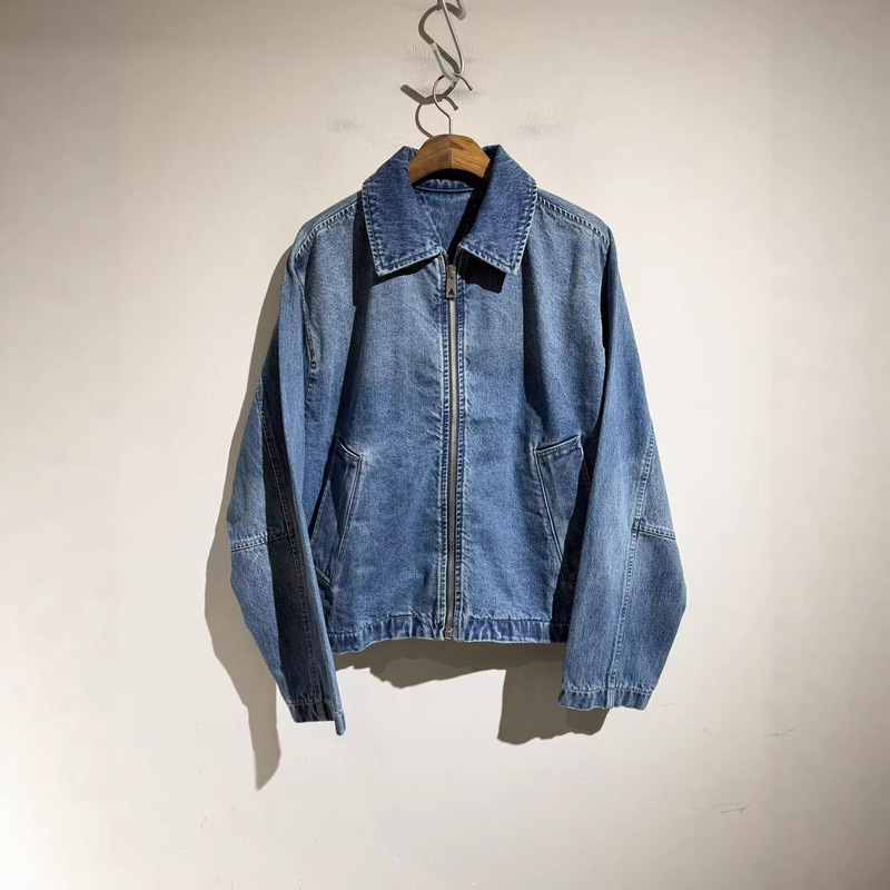 American Street Style Retro Boyfriend Style Nostalgic Blue Denim Jacket Loose Slimming Top Casual Denim Jacket American Street Style Retro Boyfriend Style Nostalgic Blue Denim Jacket Loose Slimming Top Casual Denim Jacket