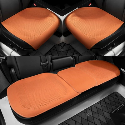 Seat cushion, seat cover — Recommendation] Suede Leather Car Seat - type-a-thin-padded-deerskin-emma-orange-three-piece-suit