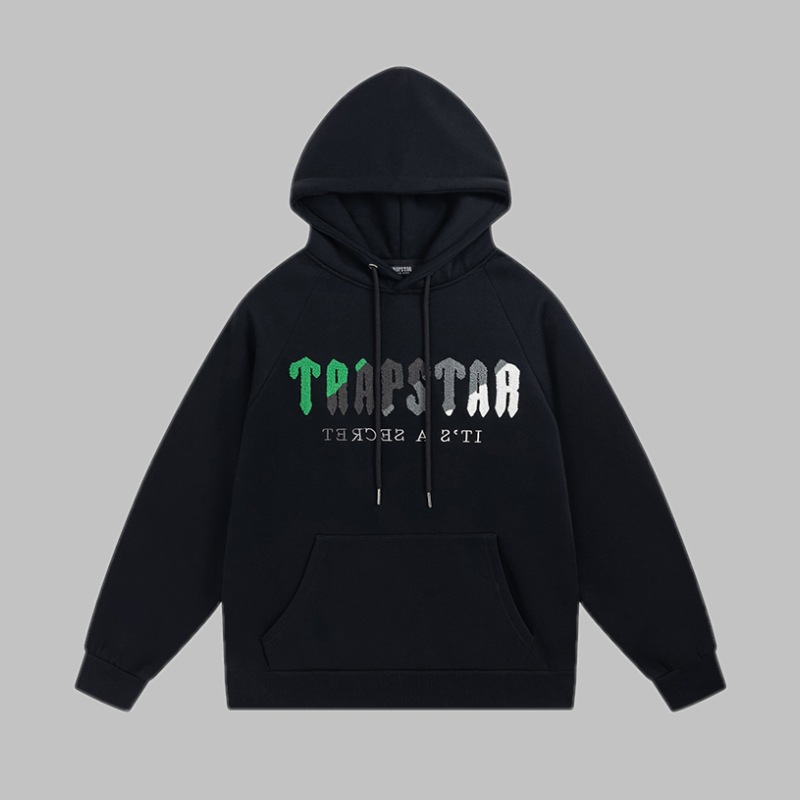 Trapstar azul Tigre cabeza toalla bordado traje forro polar suéter con capucha ceñida deportes casual pantalones largos