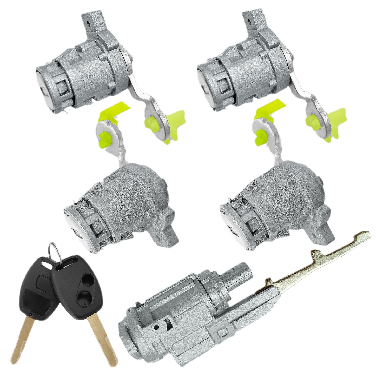 Adecuado para Honda CRV todo el cilindro de la cerradura del coche cerradura de encendido 4 cerradura de la puerta recta 2 teclas 2 orificios llave cilindro de la cerradura de la puerta del coche