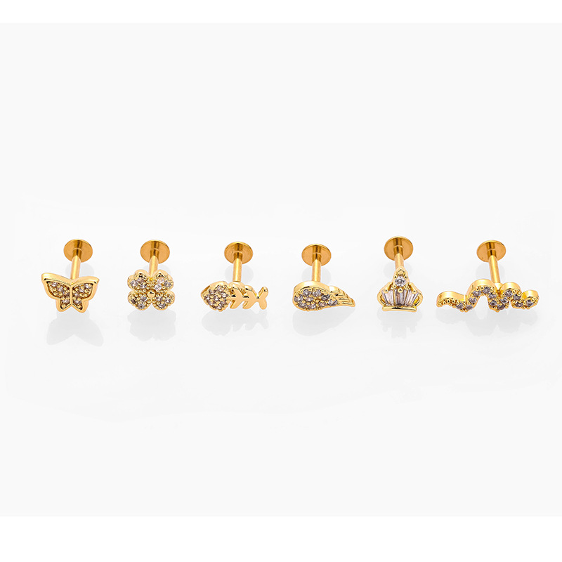 Daily Occasion 1 Piece Lip Rings Cute Crown Snake Butterfly 304 Stainless Steel Lip Rings