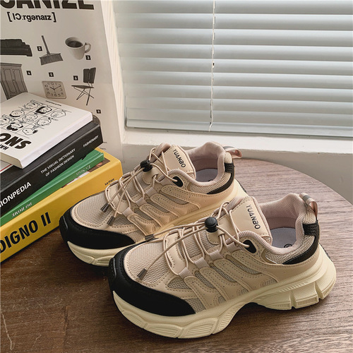 Summer solid color student casual sports shoes for women  new Korean fashion dad shoes thick-soled Harajuku women's shoes