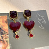 Fuchsia retro resin, earrings, Chinese style