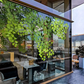跨境Wallpaper仿真绿植墙贴窗贴室内外装饰咖啡厅店铺橱窗贴纸