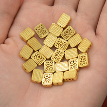 强保色沙金配件diy饰品古法金五条经隔珠手链手串通孔编织配珠