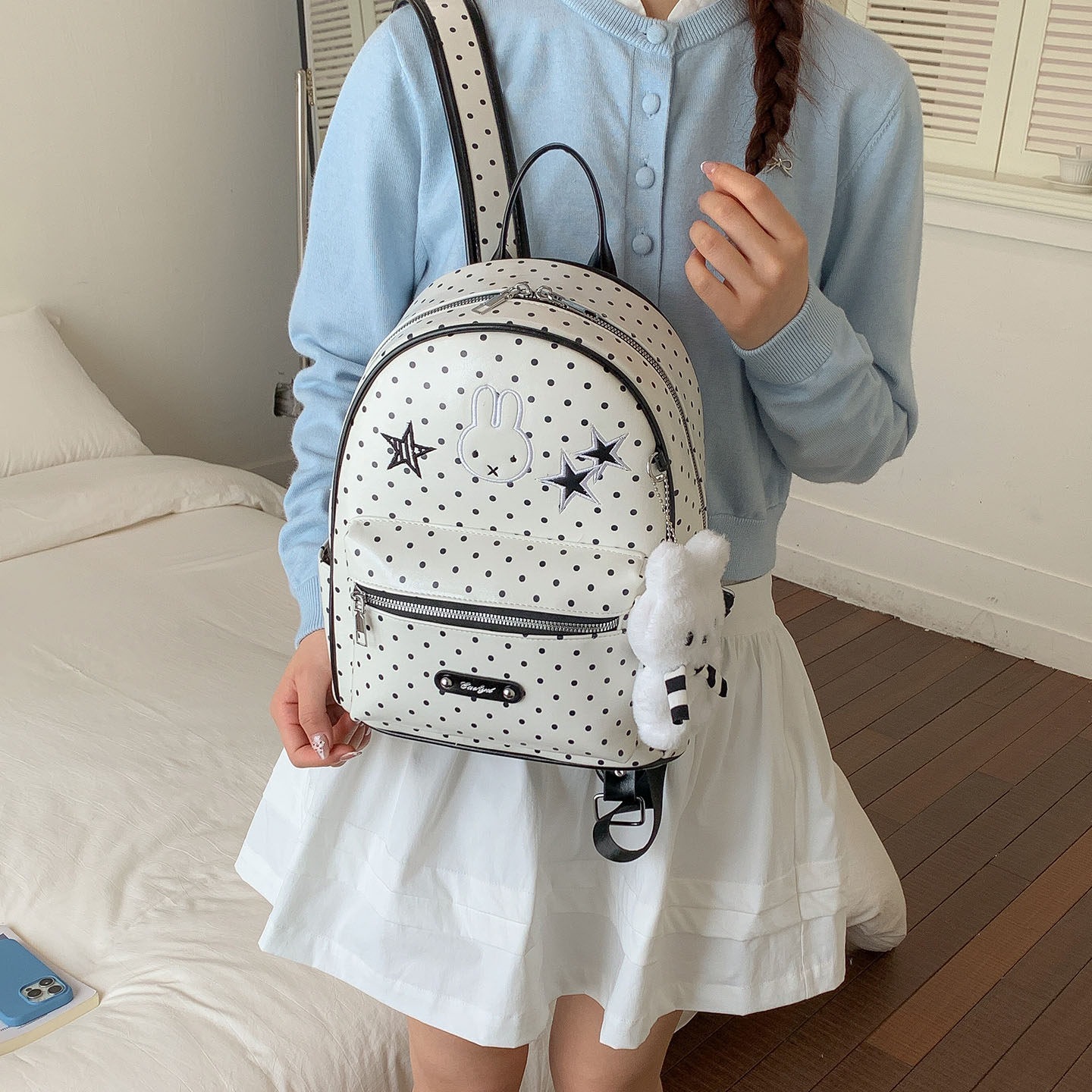 2026 mochila, mochila de viento, estudiantes de clase, gran capacidad, conejo, caricatura de dibujos animados, linda mujer, nuevo estilo coreano.