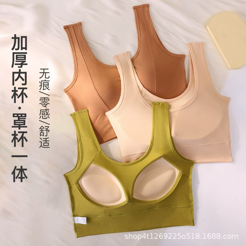  Cotton T-shirt, tank top, comfortable tube top, breathable push up bra, underwear, beautiful back, increased thickness