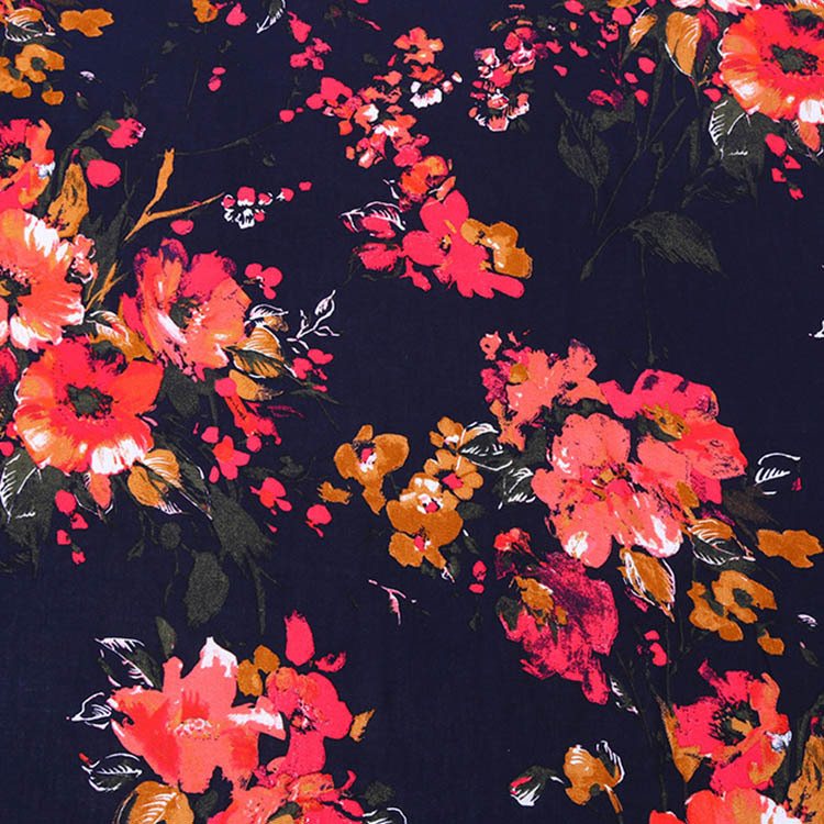 Fábrica de Shaoxing impresión digital floral viscose rayon Challis tela